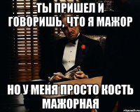 Ты пришел и говоришь, что я мажор Но у меня просто кость мажорная