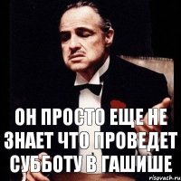 ОН ПРОСТО ЕЩЕ НЕ ЗНАЕТ ЧТО ПРОВЕДЕТ СУББОТУ В ГАШИШЕ