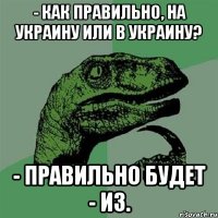 - Как правильно, на Украину или в Украину? - Правильно будет - из.