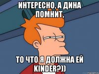 Интересно, а Дина помнит, то что я должна ей Kinder?))