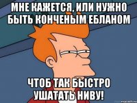 Мне кажется, или нужно быть конченым ебланом Чтоб так быстро ушатать ниву!