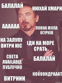 Балалай Нюхай хмари аааааа Повна жопа огірків Іди на море срать На залупу витри ніс Света available публічно Коооондрааат Балалай Витриии