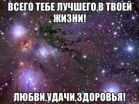 Всего тебе лучшего,в твоей жизни! Любви,удачи,здоровья!