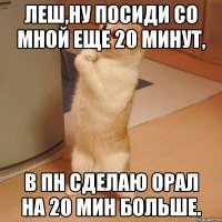 Леш,ну посиди со мной еще 20 минут, в пн сделаю орал на 20 мин больше.