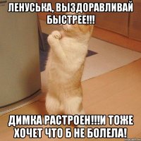 Ленуська, выздоравливай быстрее!!! Димка растроен!!!И тоже хочет что б не болела!