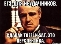 ЕГЭ-для неудачников. Сдавай TOEFL и SAT, это перспектива.