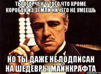 ты огорчен ч того что кроме коробок из земли ничего не умеешь но ты даже не подписан на ШЕДЕВРЫ МАЙНКРАФТА