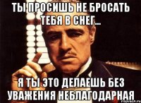 Ты просишь не бросать тебя в снег... Я ты это делаешь без уважения Неблагодарная