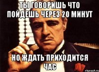 Ты говоришь что пойдешь через 20 минут Но ждать приходится час