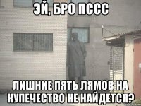 ЭЙ, бро ПССС ЛИШНИЕ ПЯТЬ ЛЯМОВ НА КУПЕЧЕСТВО НЕ НАЙДЕТСЯ?