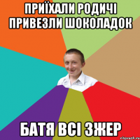 приїхали родичі привезли шоколадок батя всі зжер