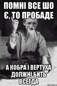 помні все шо є, то пробаде а кобра і вертуха должні бить всегда