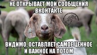 Не открывает мои сообщения вконтакте видимо, оставляет самое ценное и важное на потом