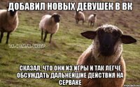 Добавил новых девушек в вк Сказал, что они из игры и так легче обсуждать дальнейшие действия на серваке