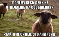 -почему весь день не отвечаешь на сообщения? -зай, я не сидел, это андроид