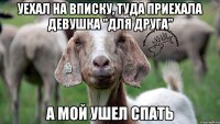 уехал на вписку, туда приехала девушка "для друга" а мой ушел спать