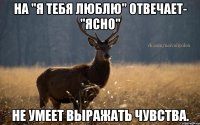 на "я тебя люблю" отвечает- "ясно" не умеет выражать чувства.