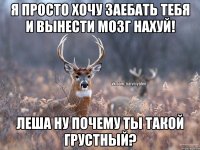 Я просто хочу заебать тебя и вынести мозг нахуй! Леша ну почему ты такой грустный?