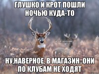 Глушко и Крот пошли ночью куда-то Ну,наверное, в магазин..они по клубам не ходят