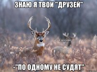 Знаю я твои "друзей" -"по одному не судят"