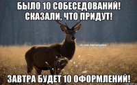 Было 10 собеседований! Сказали, что придут! Завтра будет 10 оформлений!