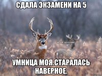 Сдала экзамени на 5 Умница моя.Старалась наверное.