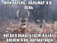 Мой парень - Кальмар, а я - Лень Когда в обиде будем, я буду - Оленем, а он -Каракатицей