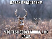 Давай представим Что тебя зовут Миша, а не Саша