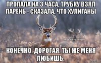 Пропала на 3 часа, трубку взял парень - сказала, что хулиганы Конечно, дорогая, ты же меня любишь.