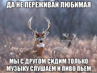 Да не переживай любимая Мы с другом сидим только музыку слушаем И пиво пьём