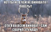 Нет ты не в чем не виновата ! Поверь!! Это я во всем виноват ! Сам сварил эту Кашу .