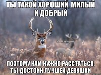 Ты такой хороший, милый и добрый Поэтому нам нужно расстаться. Ты достоин лучшей девушки