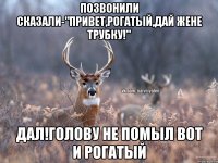 Позвонили сказали-"Привет,рогатый,дай жене трубку!" Дал!Голову не помыл вот и рогатый