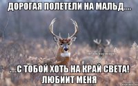 Дорогая полетели на Мальд.... ....с тобой хоть на край света! Любиит меня