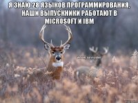 Я знаю 28 языков программирования, наши выпускники работают в Microsoft и IBM 