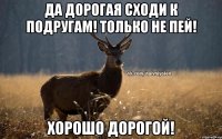 да дорогая сходи к подругам! только не пей! хорошо дорогой!