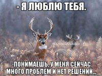 - я люблю тебя. -понимаешь, у меня сейчас много проблем и нет решений...