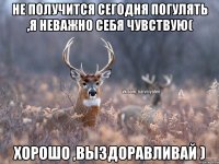 Не получится сегодня погулять ,я неважно себя чувствую( Хорошо ,выздоравливай )