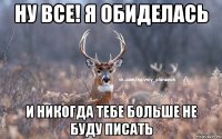 НУ ВСЕ! Я ОБИДЕЛАСЬ И НИКОГДА ТЕБЕ БОЛЬШЕ НЕ БУДУ ПИСАТЬ