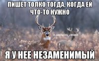 пишет толко тогда, когда ей что-то нужно я у нее незаменимый