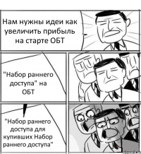 Нам нужны идеи как увеличить прибыль на старте ОБТ "Набор раннего доступа" на ОБТ "Набор раннего доступа для купивших Набор раннего доступа"