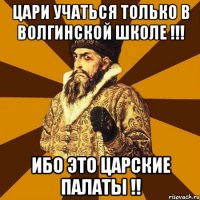 Цари учаться только в Волгинской школе !!! ибо это Царские палаты !!