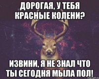 Дорогая, у тебя красные колени? Извини, я не знал что ты сегодня мыла пол!