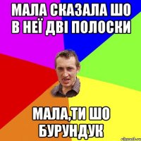 Мала сказала шо в неї дві полоски мала,ти шо бурундук