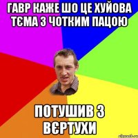 гавр каже шо це хуйова тєма з чотким пацою потушив з вєртухи