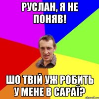 Руслан, я не поняв! Шо твій уж робить у мене в сараї?