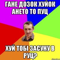 Гане дозок хуйок ането то пуц Хуй тобі засуну в руц?