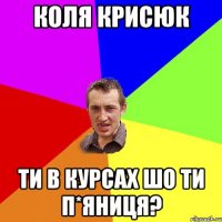 коля крисюк ти в курсах шо ти п*яниця?