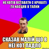 не хотів вставати с кроваті ,та насцяв в тапки сказав малій що в неї кот падло