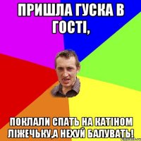 Пришла Гуска в гості, поклали спать на Катіном ліжечьку,а нехуй балувать!